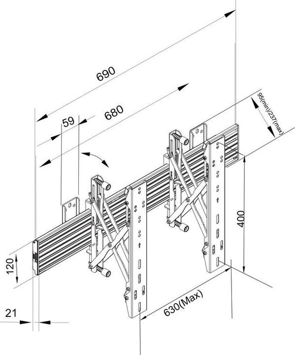 Actual product image Multibrackets Wall mount push in pop out, 40"-75", black (Wall, 75", 30 kg)