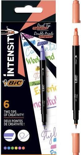Produktbild Bic Leuchtmarker Intensity Dual Tip 6 Stück, Mehrfarbig (Mehrfarbig, 1.50 mm, 6 x)