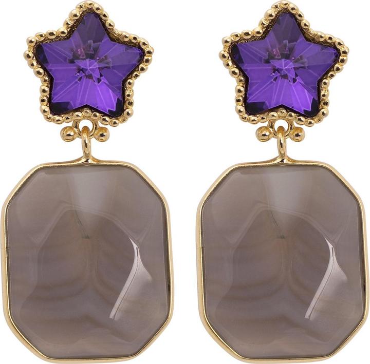 Uzurii Colorful Star Agate Smokey Stone Ohrringe (925er Sterlingsilber)