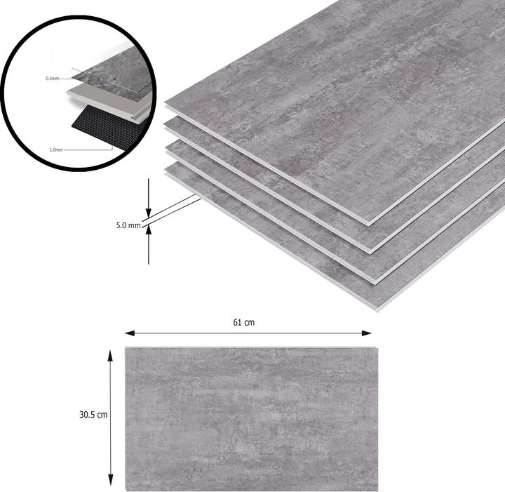 Actual product image neu.holz SPC Klickboden Aldire 10 St. 1,86 m² Stonegrey () (Vinyl floor, 1.86 m²)