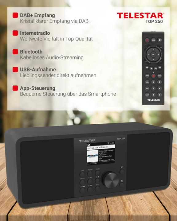 Immagine prodotto Telestar TOP 250 DAB+ Internetradio schwarz (Web radio, DAB, VHF, WiFi, Bluetooth)