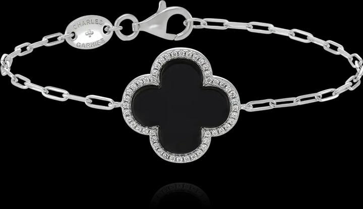 Charles Garnier Armband aus Silber, Zirkonoxid, schwarzem Onyx (21 cm, 925er Silbergliedern)