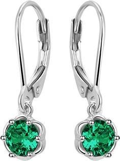 Beneto Flattering silver earrings with green zirconia AGUC3340-GR