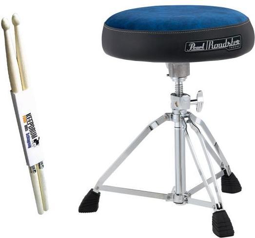 Produktbild Pearl Schlagzeughocker D-1500BLST Roadster Blau mit Schlagzeugstöcken