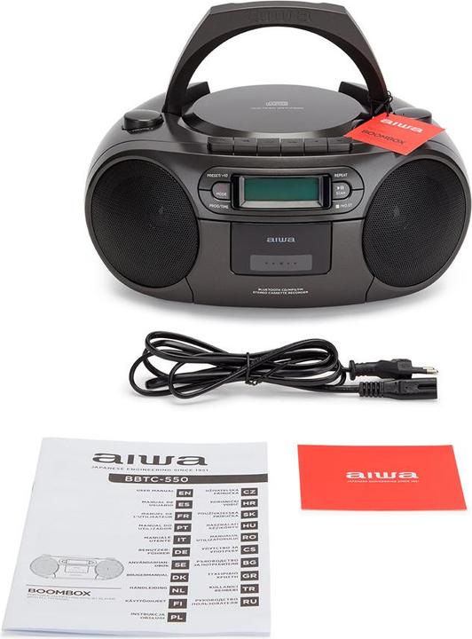 Actual product image Aiwa BBTC-550BK portable stereo system Digital Black (FM, PLL, Radio Frequency (RF), Bluetooth)