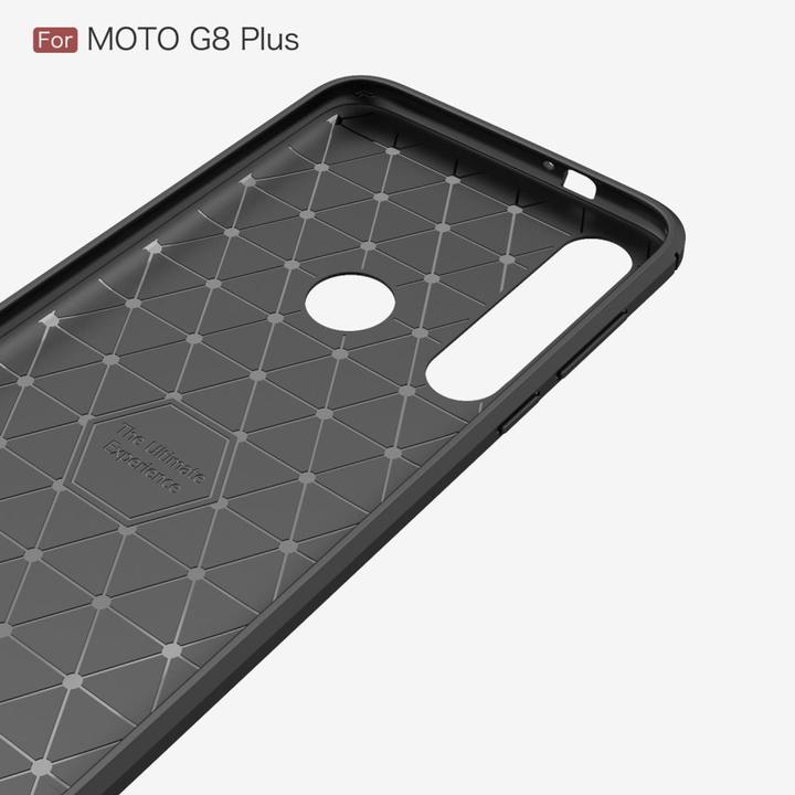 Actual product image König Design Case Mobile Protection for Motorola G8 Plus Case Cover Bumper Carbon Optics TPU Blue (Motorola Moto G8 Plus)