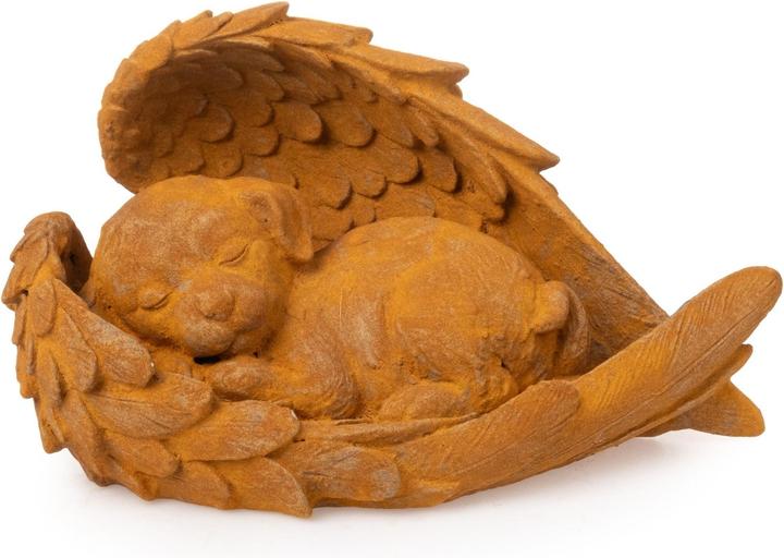 Produktbild Novaliv Grabschmuck Hund Engelsfügeln rostfarben 22x13x13 cm Grabdekoration wetterfest Grabfigueren
