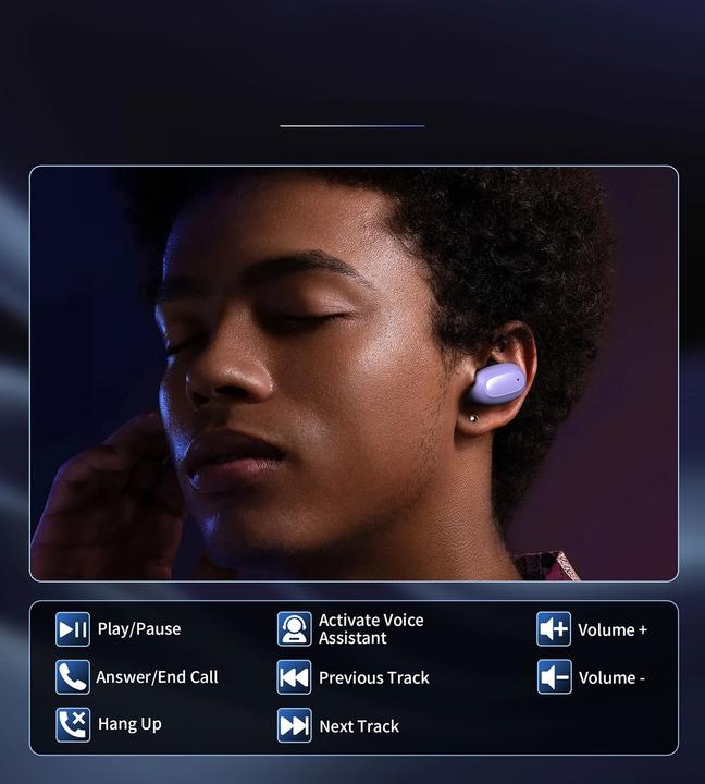 Actual product image Choetech MEMS wireless TWS Bluetooth 5.3 headphones - purple (8 h, Wireless)