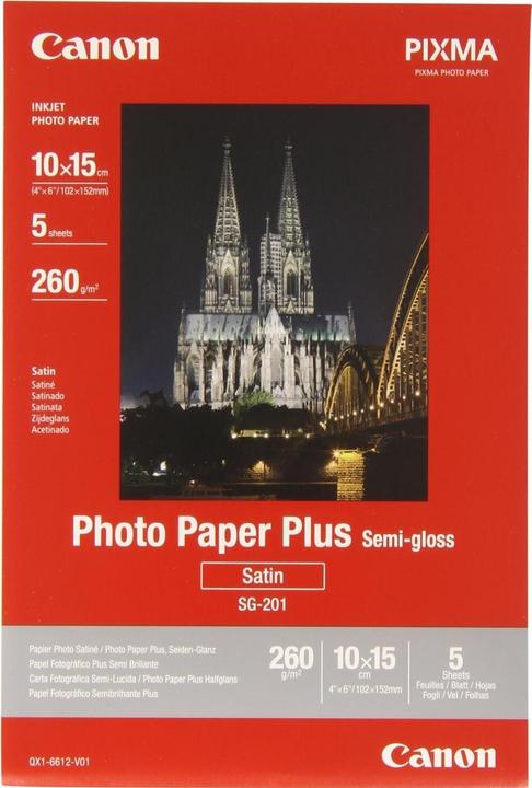 Produktbild Canon SG-201, Photo Paper Semi Gloss, 5 Blatt (260 g/m², 10 x 15 cm, 5 x)