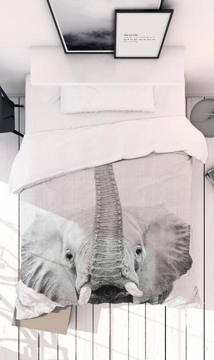 Actual product image Juniqe Elephant Black | White Photograph (Bedding set, 160 x 210 cm, 50 x 60 cm)