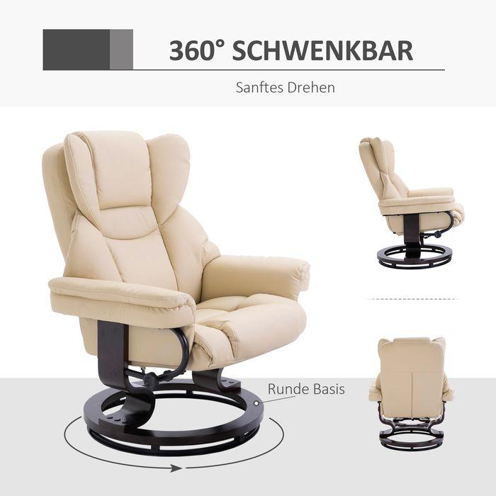 Produktbild Swisshandel24 Relaxsessel mit Hocker, drehbarer Fernsehsessel, TV-Sessel mit Liegefunktion, Ruhesessel, Liegesesse