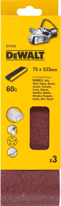 Produktbild DeWalt Schleifband 75x533mm K60 3Stk