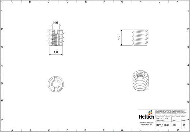 Actual product image Hettich Eindreh-Muffe M6 x 12 mm