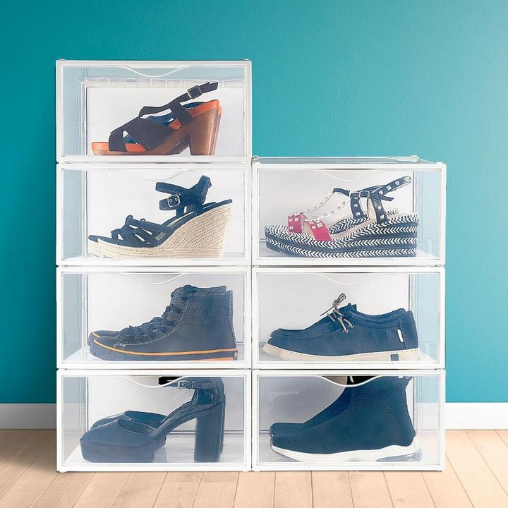 Produktbild Max Home Stapelbarer Schuhkarton Weiss 6 Stück Polypropylen ABS 35 x 18,5 x 27 cm