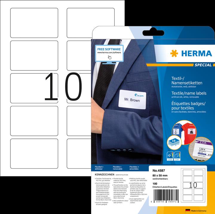 Produktbild HERMA Namensetiketten A4 ablösbar