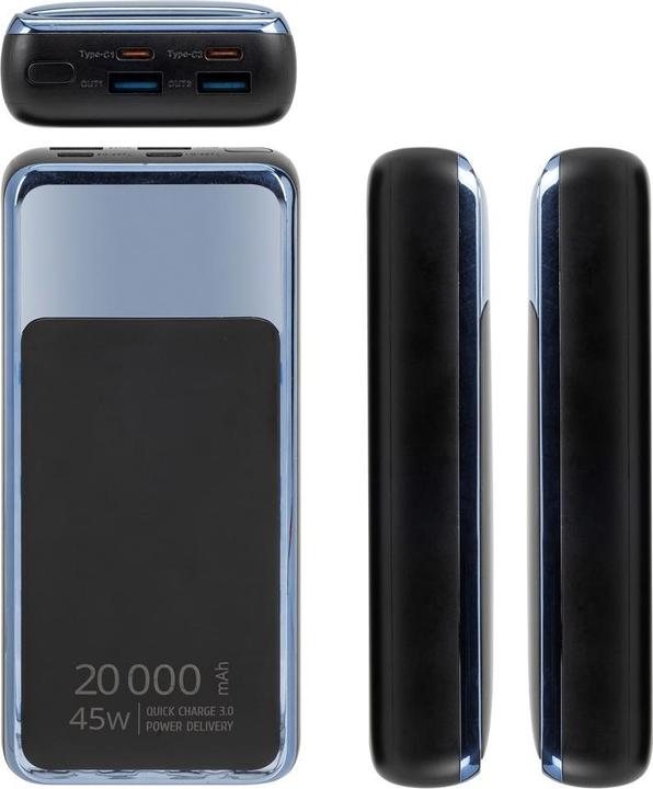 Produktbild Rivacase Batteriebank 20.000 Mah 45W Qc/Pd (20000 mAh, 45 W, 74 Wh)