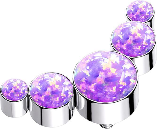 Star Piercing Dermal Anchor silber fünf Opale violett (ohne Messing, Chirurgenstahl 316L)