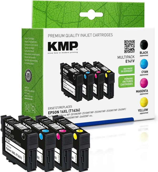 Actual product image KMP E141V Multipack BK/C/M/Y compatible with Epson T 163 (M, C, Y, FC)