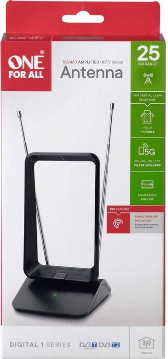 Immagine prodotto One for All Protezione da sovraccarico del segnale DVB-T. Antenna SV9460 (Antenna a stilo, 15 dB, DVB-T / -T2)