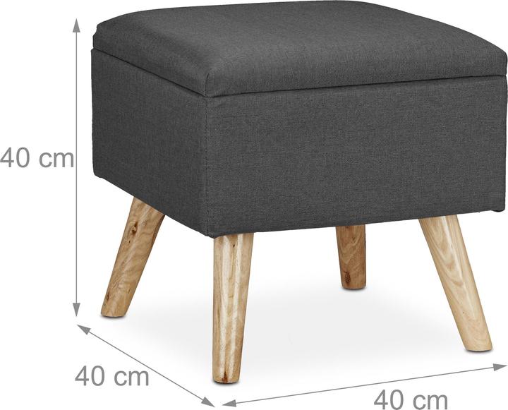 Actual product image Relaxdays Storage Ottoman, Faux Linen Cover