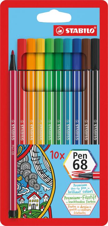 STABILO Pen 68 Premium-Filzstift (Mehrfarbig, 10 x)