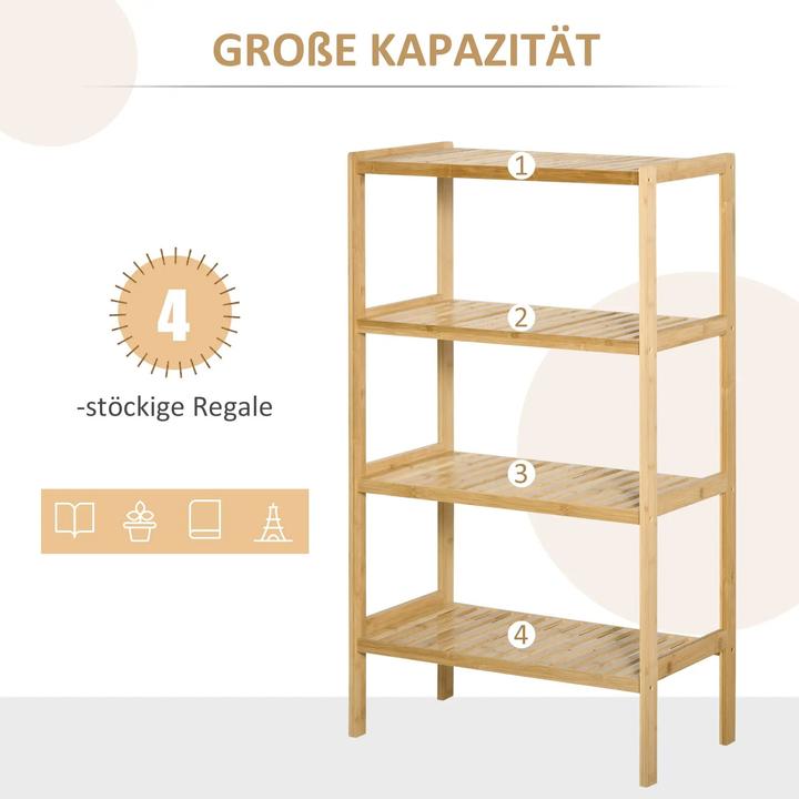 Produktbild Homcom Standregal Bücherregal Bambus Natur 62x33x112cm