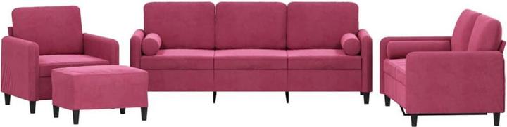 Image du produit VidaXL Ensemble de canapé Coussin Fauteuil Canapé Canapé design 4 pièces vin rouge velours (4 places)
