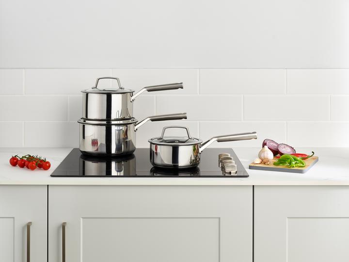 Actual product image Ninja C63000EU ZEROSTICK 3-piece saucepan set (stainless steel) (16 cm, Pan set + pot set, Aluminium)
