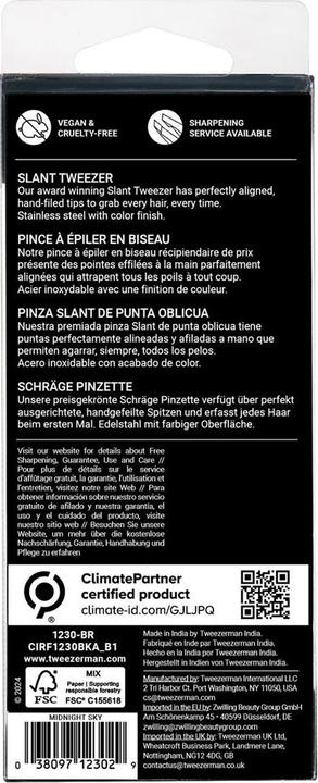 Valori nutrizionali e ingredienti Tweezerman Slant
