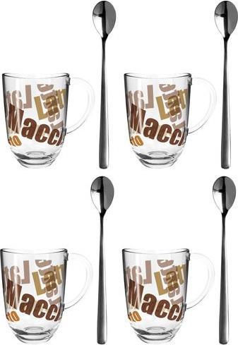Produktbild Leonardo Latte Macchiato-Glas Napoli mit Text und Löffel 380 ml (380 ml, 4 x)