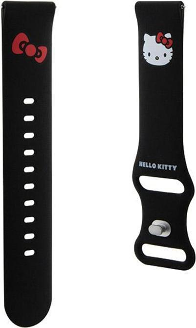 Hello Kitty Pasek Uniwersalny HKUWMSCHBLK Silicone Kitty Head czarny/black 20mm (20 mm, Silicone, Stainless steel, Plastic)