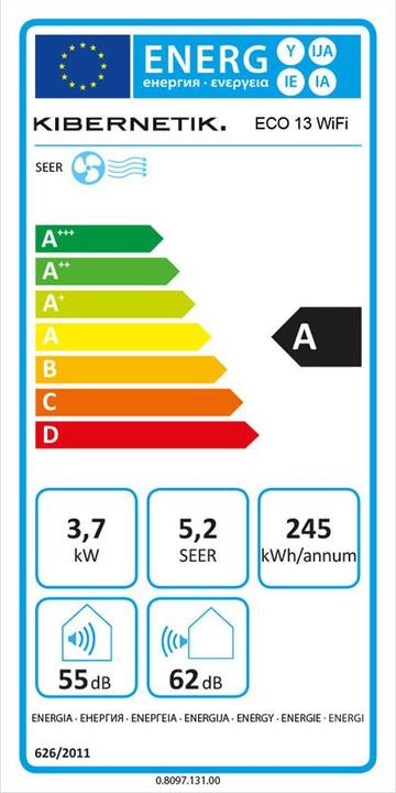 Energie-Label Kibernetik ECO 13 (81 m², 13650 BTU/h)