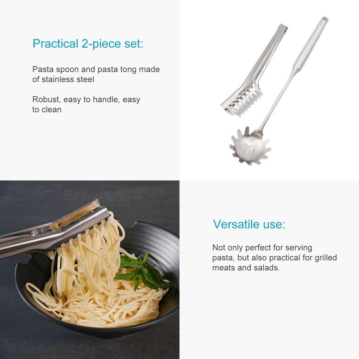 Produktbild Intirilife 2er Set Spaghettilöffel und Spaghettizange