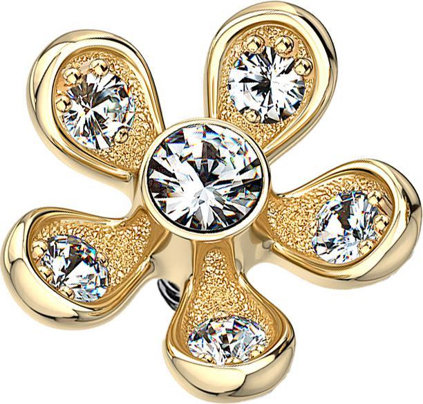 Immagine prodotto Star Piercing Fiore Dermal Anchor placcato oro 14k (Acciaio chirurgico 316L, Ottone)