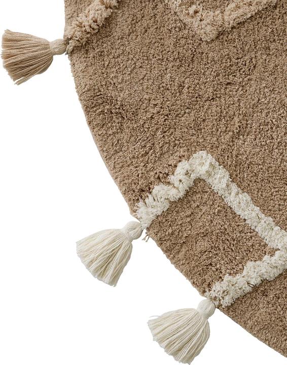 Produktbild Vertbaudet Runder Kinderzimmer Teppich mit Pompons, Berber-Stil (110 x 110 cm)