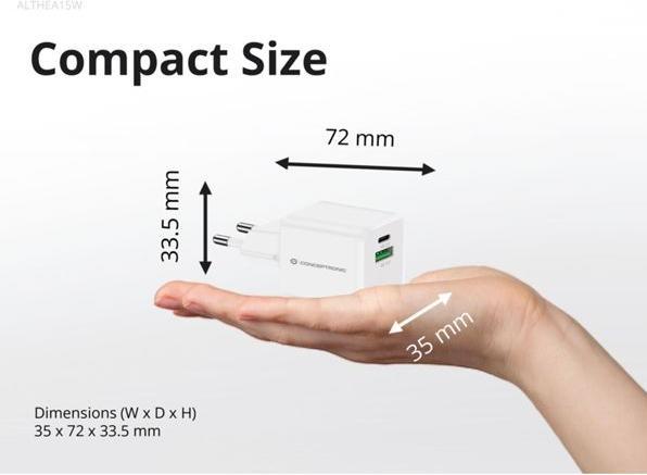 Image du produit Conceptronic Chargeur 2Port 20W,1xUSB-C,1xUSB-A Desk PD ws (20 W)