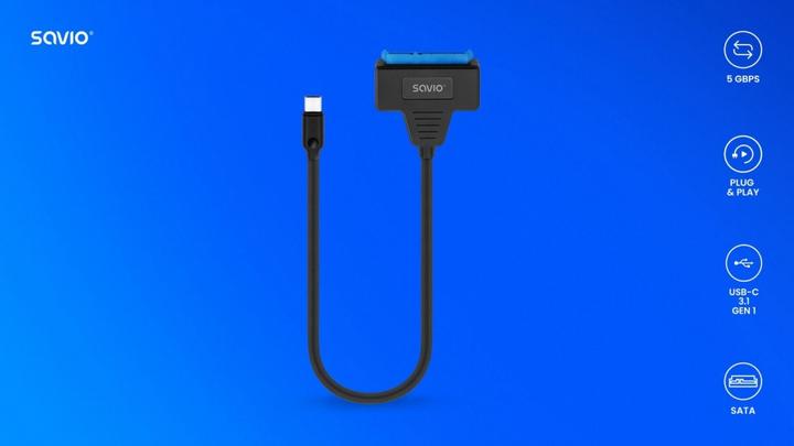 Produktbild Savio AK-69 Adapter USB-C 3.1 Gen 1 (M) - SATA (F) für 2 5 Laufwerke (0.25 m, USB 3.1)