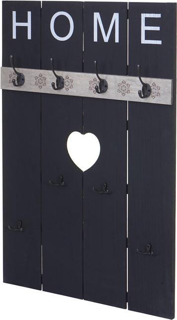 Produktbild Mendler Wandgarderobe Home, Shabby Look Vintage, 8 Haken 91x60cm - dunkelgrau, shabby
