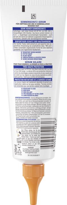 Image du produit Garnier Ambre Solaire Sensitive Advanced expert+ (Crème solaire, SPF 50+, 125 ml, 161 g)