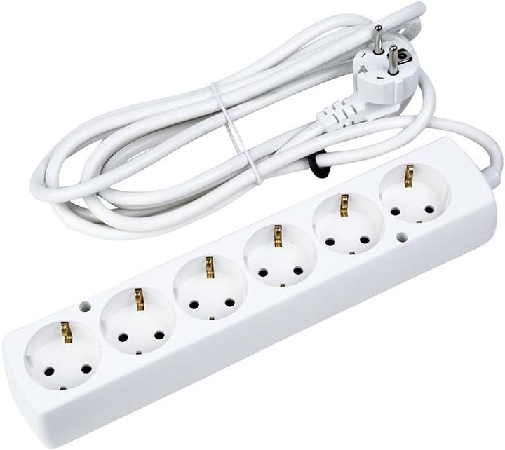 Image du produit ProXtend Schuko Power Strip 6-way 3M DK Blanc (6 x, 3 m)