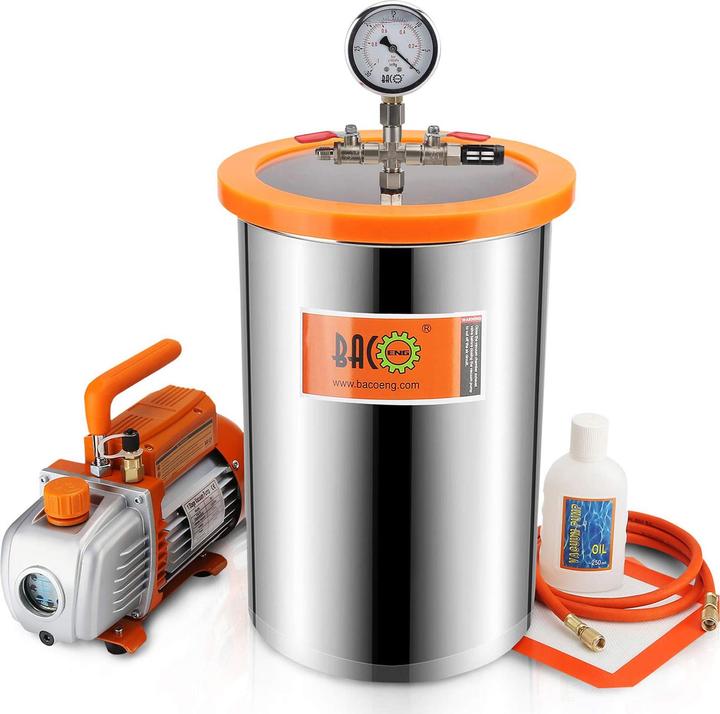 Bacoeng Vakuumkammer mit Vakuumpumpe (19 l)
