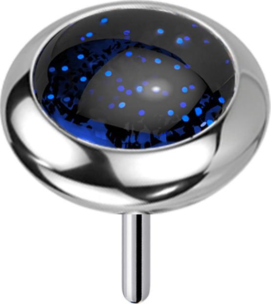 Actual product image Star Piercing Threadless silver disc rounded blue sand stone (Mineral, without brass, Titanium G23)