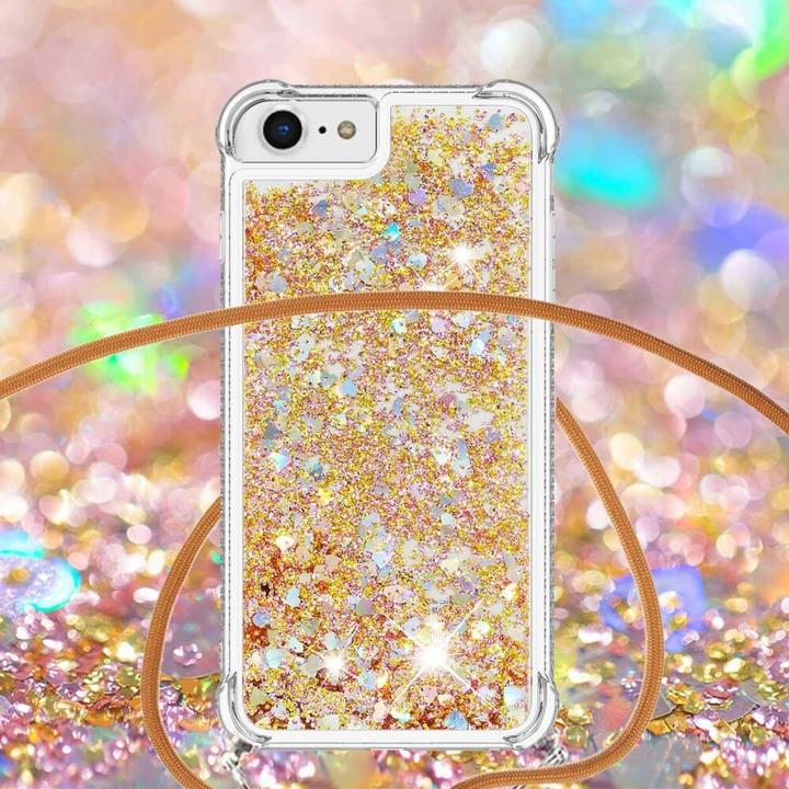 Produktbild Cover-Discount iPhone SE / 8 / 7 - Glitzer Hülle mit Umhängeband gold (Apple iPhone 8, Apple iPhone 7)