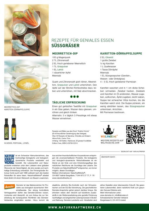 Nährwerte und Zutaten NaturKraftWerke Weizengras Pulver Demeter (1 Stück, Pulver, 50 g)