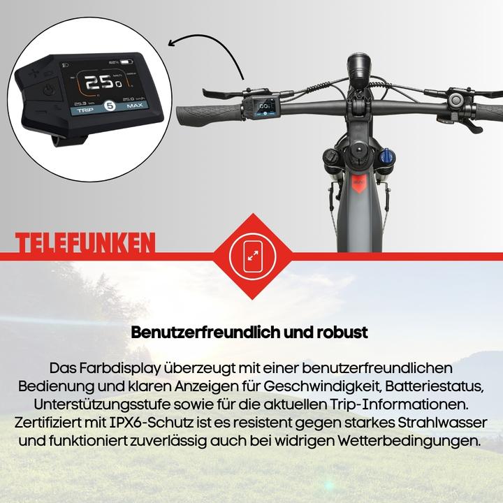 Produktbild Telefunken SUV E-Bike Herren SUV710 27,5 Zoll Mittelmotor 9-Gang Kettenschaltung (50 cm)