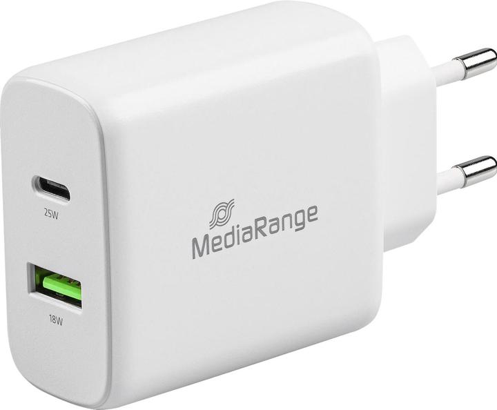 Actual product image MediaRange 43W socket charger with USB-A and USB-C, white (43 W)