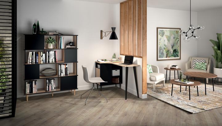 Actual product image Temahome Nook desk black and oak (120 x 67 cm)