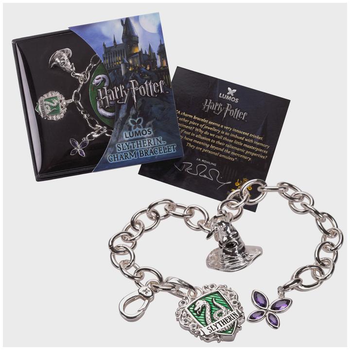 Noble Collection Harry Potter bracelet avec pendentifs plaqué argent Lumos Slytherin (20 cm)