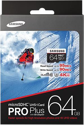 Actual product image Samsung Pro Plus microSDXC (64 GB, microSDXC, U3, UHS-I)