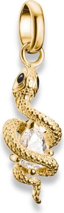 Thomas Sabo Charm-Anhänger Schlange mit Stein Connect vergoldet (Silber 925, Emaille)